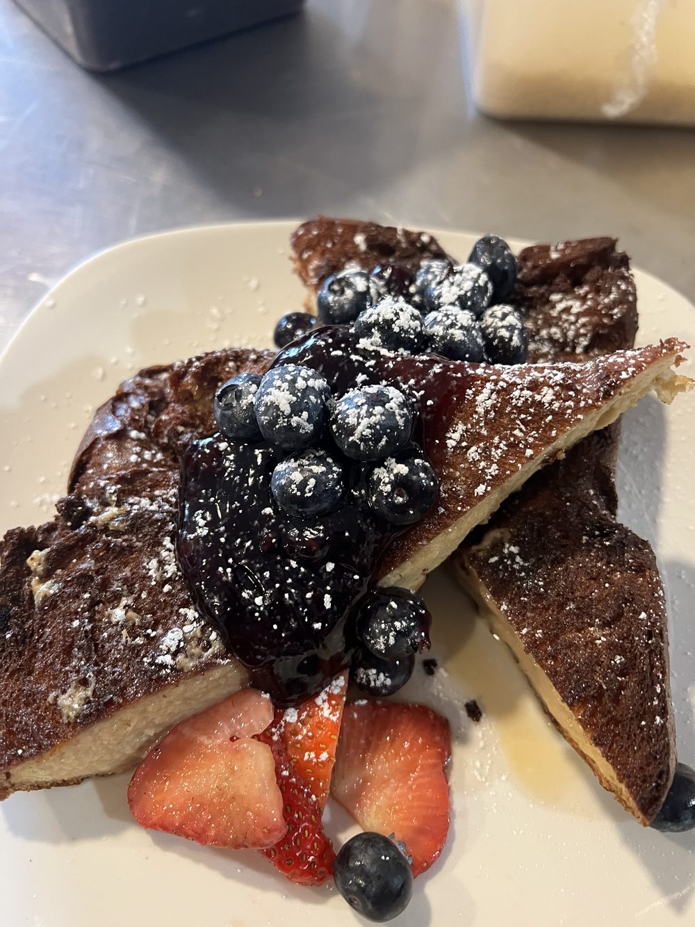 A brunch catering spread with berries