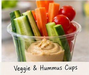 Veggie and hummus cup with carrots and cucumber